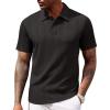 COOFANDY Polo Shirts for Men Short Sleeve Shirts Casual Stylish Collared Summer Textured Knit Shirts(01 Black)