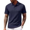 COOFANDY Polo Shirts for Men Short Sleeve Shirts Casual Stylish Collared Summer Textured Knit Shirts(01 Navy Blue)