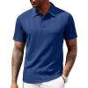 COOFANDY Polo Shirts for Men Short Sleeve Shirts Casual Stylish Collared Summer Textured Knit Shirts(Blue)