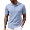 COOFANDY Polo Shirts for Men Short Sleeve Shirts Casual Stylish Collared Summer Textured Knit Shirts(Clear Blue)