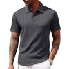 COOFANDY Polo Shirts for Men Short Sleeve Shirts Casual Stylish Collared Summer Textured Knit Shirts(Dark Grey)