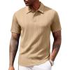 COOFANDY Polo Shirts for Men Short Sleeve Shirts Casual Stylish Collared Summer Textured Knit Shirts(Khaki)