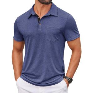 COOFANDY Mens Polo Shirts Short Sleeve Casual Summer Collar Shirts Soft Breathable Polo Tee Shirts Classic Golf Shirts(Navy Blue)