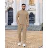 COOFANDY Men’s 2 Piece Tracksuit Set Quarter Zip Sweatsuit Athletic Running Suit Sets Long Sleeve Casual Outfits(Dark Khaki)