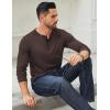 COOFANDY Men’s Long Sleeve Henley Shirts Cotton T-Shirts Casual Pullover Shirt Soft Stretch Basic Tees Fall Tops(Brown)