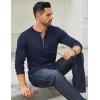 COOFANDY Men’s Long Sleeve Henley Shirts Cotton T-Shirts Casual Pullover Shirt Soft Stretch Basic Tees Fall Tops(Navy Blue 02 – Khaki Collar)