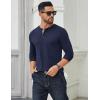 COOFANDY Men’s Long Sleeve Henley Shirts Cotton T-Shirts Casual Pullover Shirt Soft Stretch Basic Tees Fall Tops(Navy Blue 02 – Khaki Collar)