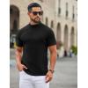 COOFANDY Men’s Mock Turtleneck Short Sleeve Soft Lightweight Sweater Ribbed Knit Pullover Casual Basic Tops(A-black)