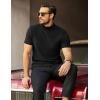 COOFANDY Men’s Mock Turtleneck Short Sleeve Soft Lightweight Sweater Ribbed Knit Pullover Casual Basic Tops(A-black)