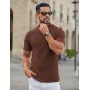 COOFANDY Men’s Mock Turtleneck Short Sleeve Soft Lightweight Sweater Ribbed Knit Pullover Casual Basic Tops(Brown)