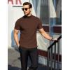 COOFANDY Men’s Mock Turtleneck Short Sleeve Soft Lightweight Sweater Ribbed Knit Pullover Casual Basic Tops(Brown)