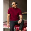COOFANDY Men’s Mock Turtleneck Short Sleeve Soft Lightweight Sweater Ribbed Knit Pullover Casual Basic Tops(Dark Red)