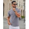 COOFANDY Men’s Mock Turtleneck Short Sleeve Soft Lightweight Sweater Ribbed Knit Pullover Casual Basic Tops(Grey)