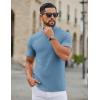 COOFANDY Men’s Mock Turtleneck Short Sleeve Soft Lightweight Sweater Ribbed Knit Pullover Casual Basic Tops(Light Blue)
