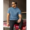 COOFANDY Men’s Mock Turtleneck Short Sleeve Soft Lightweight Sweater Ribbed Knit Pullover Casual Basic Tops(Light Blue)