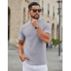 COOFANDY Men’s Mock Turtleneck Short Sleeve Soft Lightweight Sweater Ribbed Knit Pullover Casual Basic Tops(Light Grey)