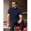 COOFANDY Men’s Mock Turtleneck Short Sleeve Soft Lightweight Sweater Ribbed Knit Pullover Casual Basic Tops(Navy Blue)