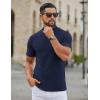 COOFANDY Men’s Mock Turtleneck Short Sleeve Soft Lightweight Sweater Ribbed Knit Pullover Casual Basic Tops(Navy Blue)