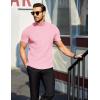 COOFANDY Men’s Mock Turtleneck Short Sleeve Soft Lightweight Sweater Ribbed Knit Pullover Casual Basic Tops(Pink)