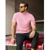 COOFANDY Men’s Mock Turtleneck Short Sleeve Soft Lightweight Sweater Ribbed Knit Pullover Casual Basic Tops(Pink)