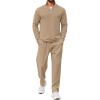 COOFANDY Men’s 2 Piece Tracksuit Set Quarter Zip Sweatsuit Athletic Running Suit Sets Long Sleeve Casual Outfits(Dark Khaki)