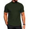 COOFANDY Men’s Mock Turtleneck Short Sleeve Soft Lightweight Sweater Ribbed Knit Pullover Casual Basic Tops(Army Green)