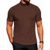 COOFANDY Men’s Mock Turtleneck Short Sleeve Soft Lightweight Sweater Ribbed Knit Pullover Casual Basic Tops(Brown)
