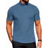 COOFANDY Men’s Mock Turtleneck Short Sleeve Soft Lightweight Sweater Ribbed Knit Pullover Casual Basic Tops(Dark Blue)