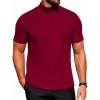COOFANDY Men’s Mock Turtleneck Short Sleeve Soft Lightweight Sweater Ribbed Knit Pullover Casual Basic Tops(Dark Red)