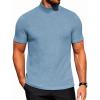 COOFANDY Men’s Mock Turtleneck Short Sleeve Soft Lightweight Sweater Ribbed Knit Pullover Casual Basic Tops(Light Blue)