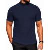 COOFANDY Men’s Mock Turtleneck Short Sleeve Soft Lightweight Sweater Ribbed Knit Pullover Casual Basic Tops(Navy Blue)
