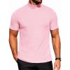 COOFANDY Men’s Mock Turtleneck Short Sleeve Soft Lightweight Sweater Ribbed Knit Pullover Casual Basic Tops(Pink)