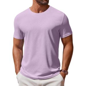 COOFANDY Men’s T Shirt Short Sleeve Crew Neck T-Shirt Casual Summer Classic Basic Tee Shirts(Lavender)