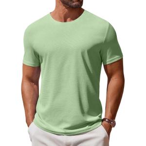 COOFANDY Men’s T Shirt Short Sleeve Crew Neck T-Shirt Casual Summer Classic Basic Tee Shirts(Light Green)