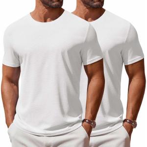 COOFANDY Men’s T Shirt Short Sleeve Crew Neck T-Shirt Casual Summer Classic Basic Tee Shirts(White/White-2 Pack)