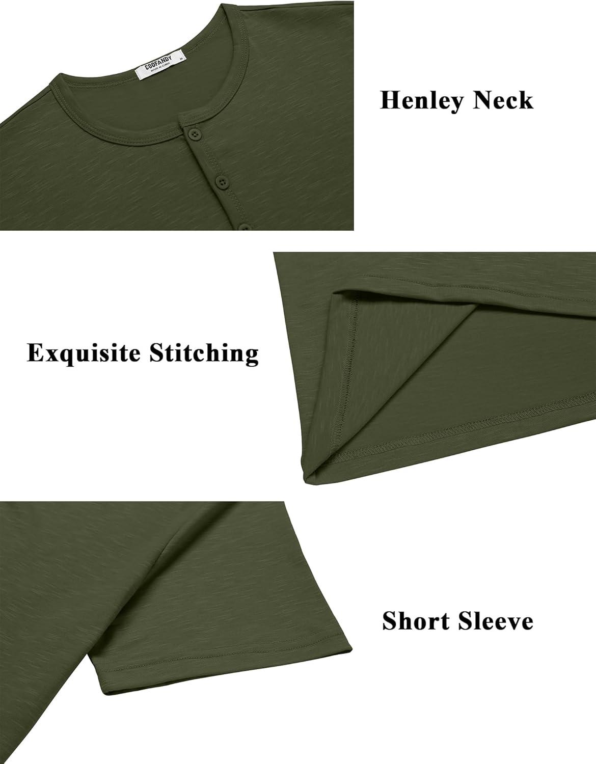 imageCOOFANDY Mens Henley Shirts Short Sleeve Collarless Button TShirt Fashion Casual Basic Tee Tops