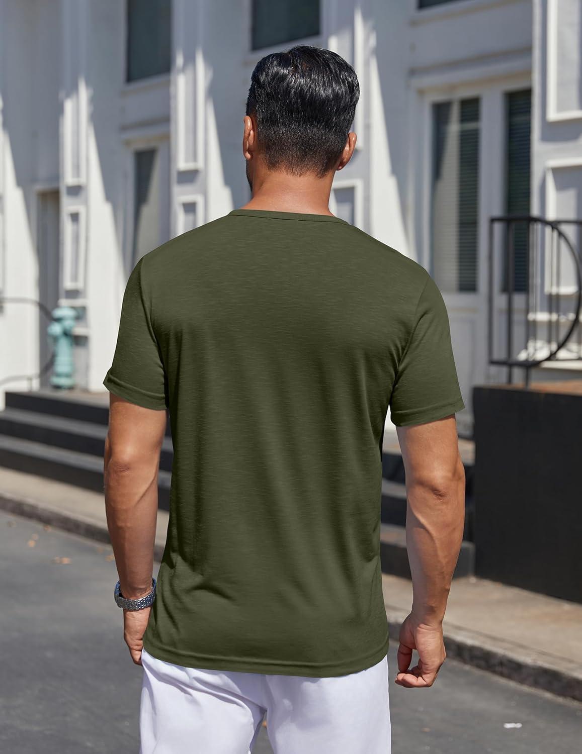 imageCOOFANDY Mens Henley Shirts Short Sleeve Collarless Button TShirt Fashion Casual Basic Tee Tops