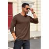 COOFANDY Mens Henley Shirts Long Sleeve T Shirts Casual Lightweight Fashion Button Pullover Tee Shirt(Brown)