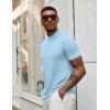 COOFANDY Men’s Mock Turtleneck T Shirt Short Sleeve Slim Fit Basic Casual Solid Color Pullover Tee(A-light Blue)