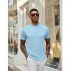 COOFANDY Men’s Mock Turtleneck T Shirt Short Sleeve Slim Fit Basic Casual Solid Color Pullover Tee(A-light Blue)