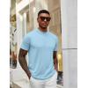 COOFANDY Men’s Mock Turtleneck T Shirt Short Sleeve Slim Fit Basic Casual Solid Color Pullover Tee(A-light Blue)