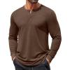 COOFANDY Mens Henley Shirts Long Sleeve T Shirts Casual Lightweight Fashion Button Pullover Tee Shirt(Brown)