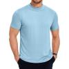 COOFANDY Men’s Mock Turtleneck T Shirt Short Sleeve Slim Fit Basic Casual Solid Color Pullover Tee(A-light Blue)