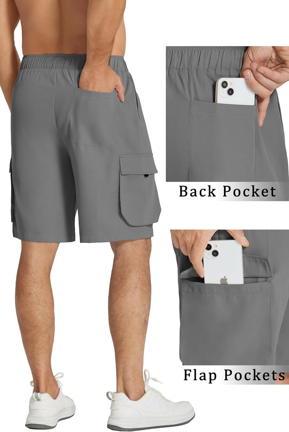 imageCOOFANDY Mens Short Cargo Pants Casual Stretchy Shorts Work Utility Shorts with PocketsDark Grey