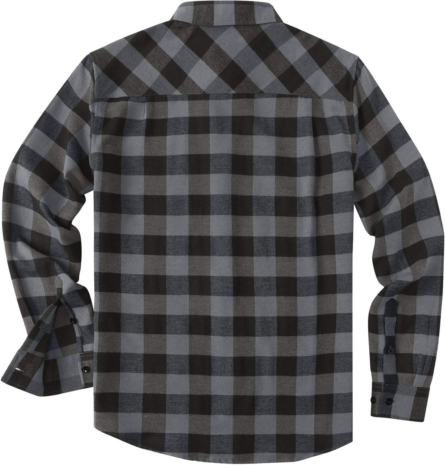imageCOOFANDY Mens Casual Long Sleeve Button Up Plaid Flannel Shirt Jacket with PocketBuffalo Black Gray