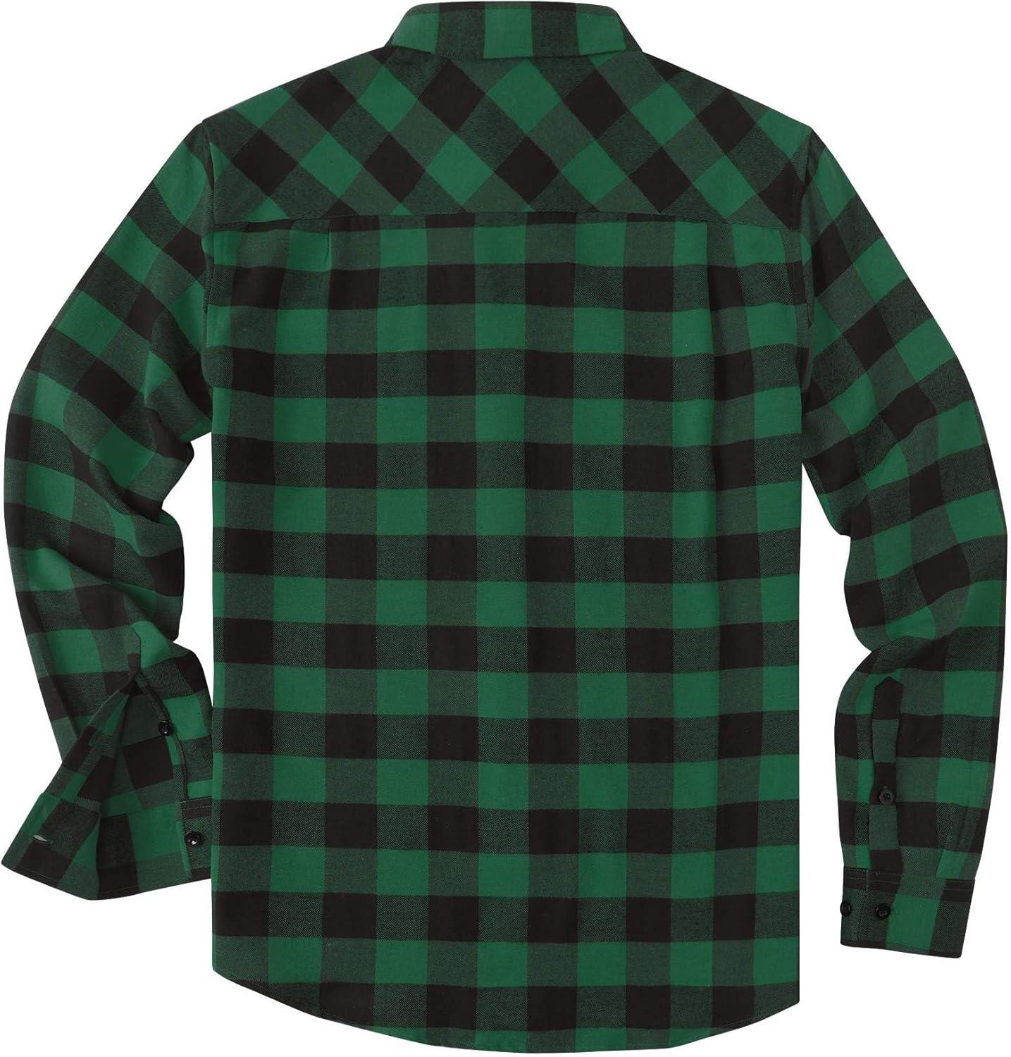 imageCOOFANDY Mens Casual Long Sleeve Button Up Plaid Flannel Shirt Jacket with PocketBuffalo Black Green