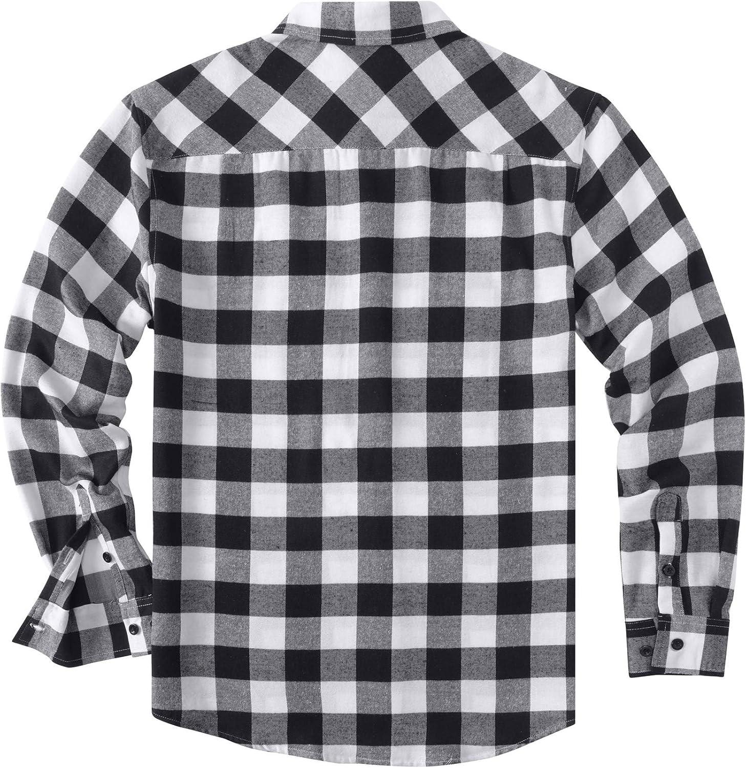 imageCOOFANDY Mens Casual Long Sleeve Button Up Plaid Flannel Shirt Jacket with PocketBuffalo Black White