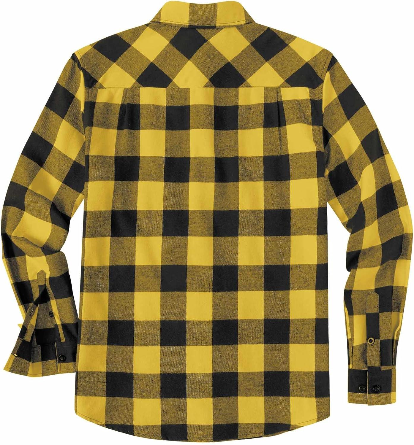 imageCOOFANDY Mens Casual Long Sleeve Button Up Plaid Flannel Shirt Jacket with PocketBuffalo Black Yellow