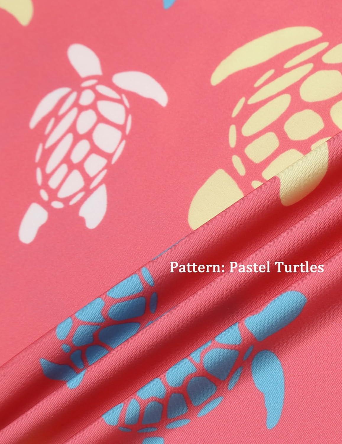 imageCOOFANDY Mens Hawaiian Beach Shorts Elastic Waist Drawstring Lightweight Summer Casual Shorts with PocketPastel Turtles