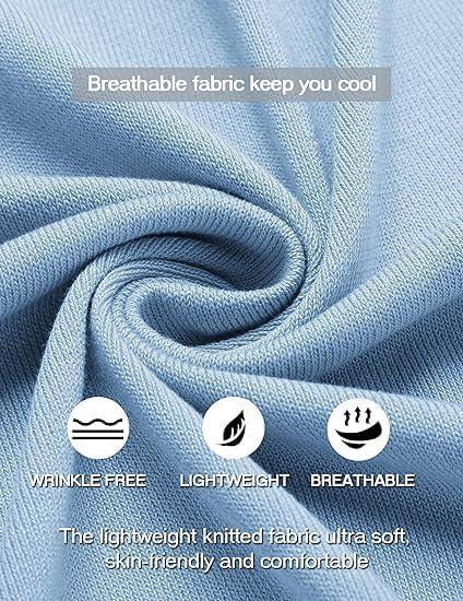 imageCOOFANDY Mens Knit Button Down Shirt Vintage Short Sleeve Polo Shirts Casual Beach TopsZ Stripe Blue White
